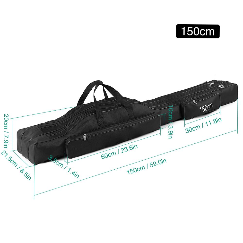 130cm 150cm Trójwarstwowa Torba Wędkarska Przenośna Składana Torba Transportowa na Wędki, Kołowrotki, Akcesoria i Narzędzia Wędkarskie