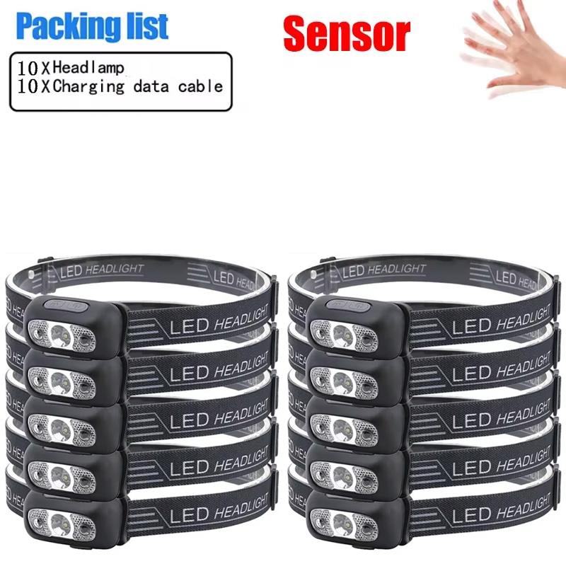 Portable Mini Head Mounted Flash Light USB Rechargeable With Motion Sensor LED Headlight Professional Security Patrol Emergency