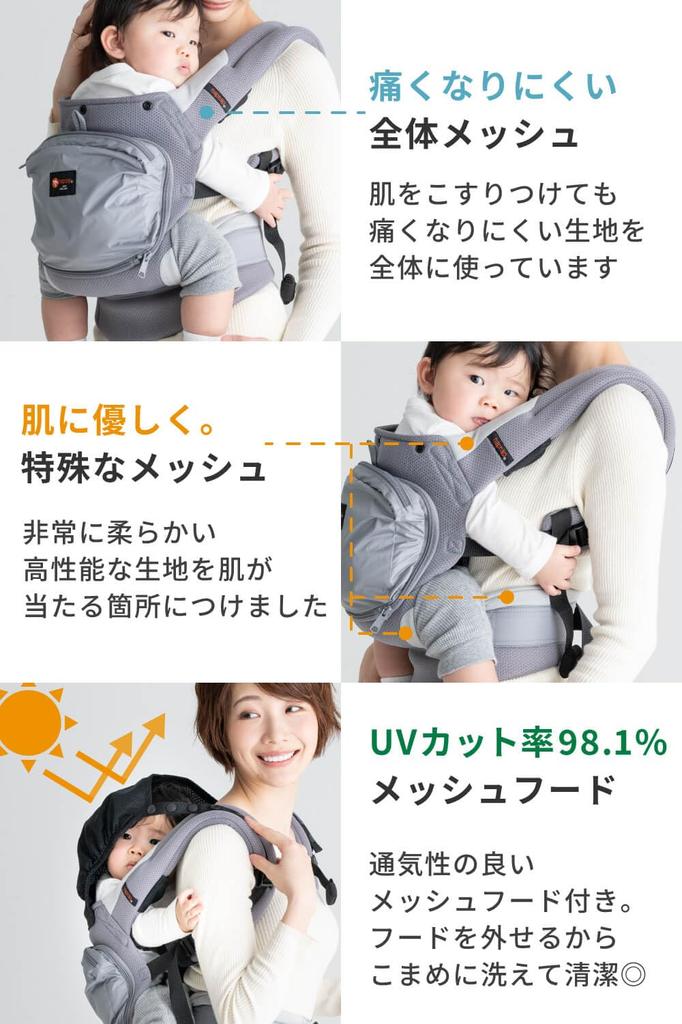 Napnap Baby Baby All Heat Baby Baby Heatstroke BASIC Mesh Cool Gray Carrier, Carrier, Mesh, Protection, Cool, Carrier, Carrier, Piggyback, Prevention,