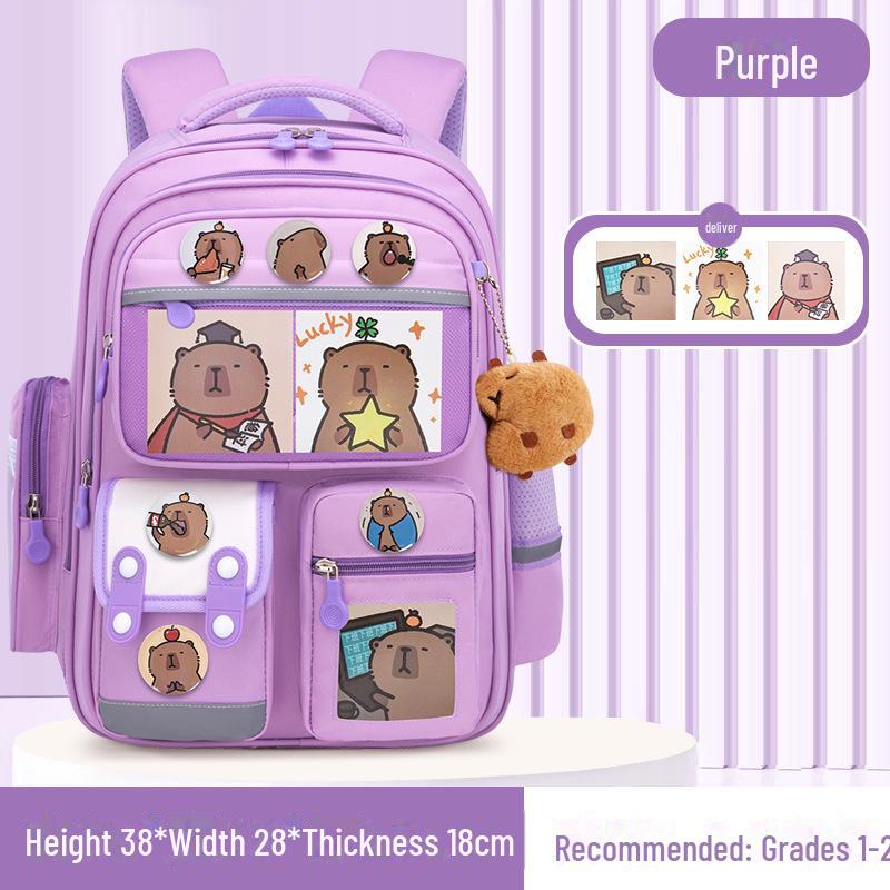 Capibara Schoolbag: Large Capacity, Lightweight Backpack for Grades 1-6, Ideal for Boys and Girls