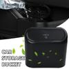 Black ABS Car Trash Bin Square Hanging Vehicle Garbage Dust Case Storage Box Auto Interior Accessory