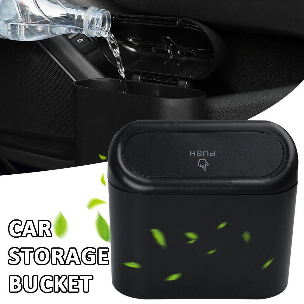 Black ABS Car Trash Bin Square Hanging Vehicle Garbage Dust Case Storage Box Auto Interior Accessory