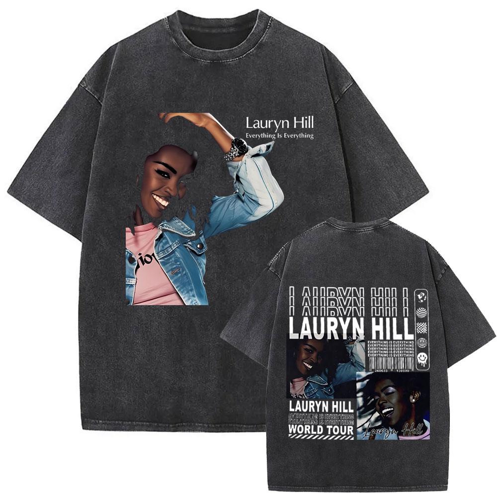 Washed Vintage Lauryn Hill Everything Is Everything World Your T-shirt Men Women Hip Hop Oversized T Shirts Unisex Streetwear S разноцветный