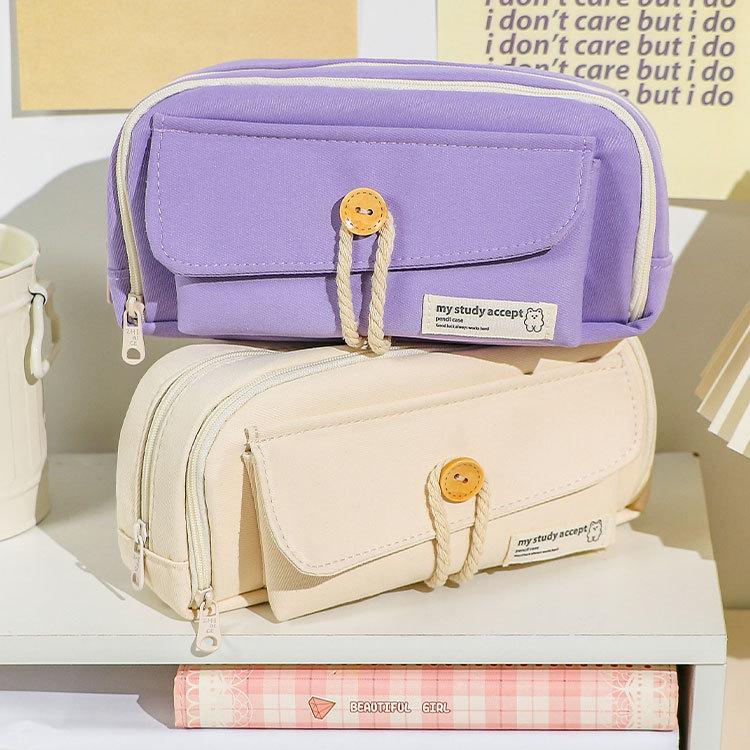 10/20 Pezzi Di Astuccio In Tela Bianca Con Cerniera, Astuccio