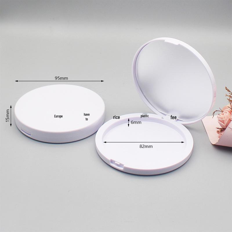Runde Spiegel-Kompaktetui, 82 mm UV-Weiß, Großes Einzelabteil für Kontur/Foundation