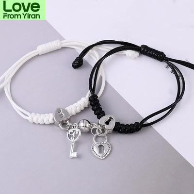 2ks /Sada náramek Couple Charm pro ženy Magnetická přitažlivost Ball Heart Key Lock Link Řetízek na zápěstí Best Friend Šperky Dárek Egirl