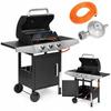 Garden Gas Grill 10.2 Kw Huge 3-Burner Grate Reducer Thermometer