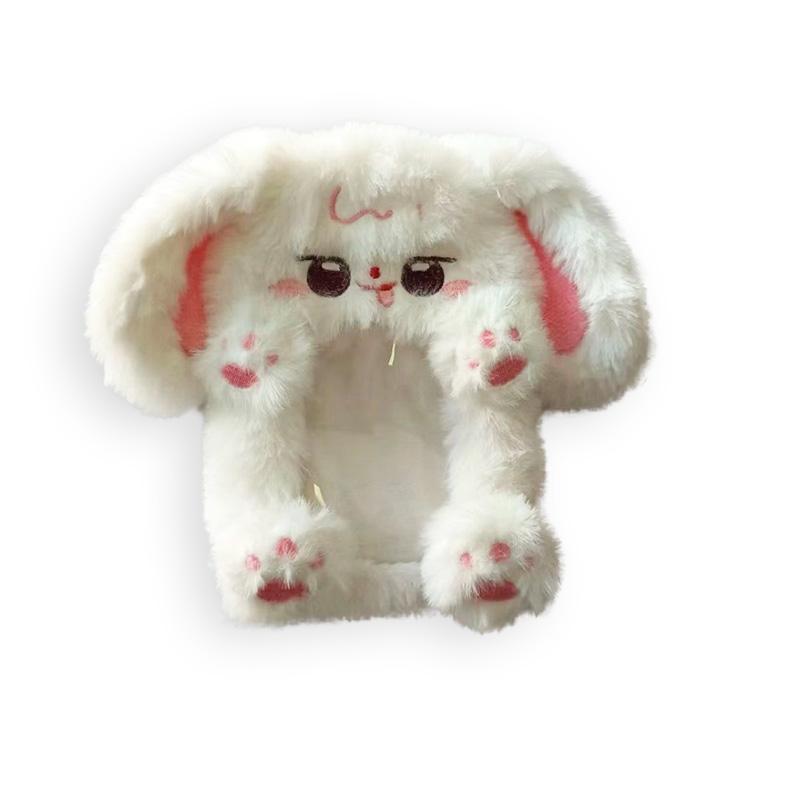 Cute Fox Rabbit Plush Card Holder Portable Student Campus ID Card Idol Photo Display Case Handbags Charm Keychain for Girl Gifts