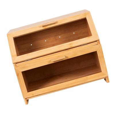 Double Compartment Bamboos Bread Case and Snacks Organizers Portable for Bakery Storage and Kitchen  Supplies Use
