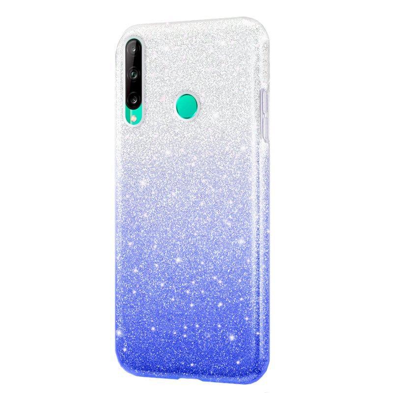 Huawei P40 Lite E Glitter Case, Silver / Blue