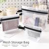Transparent Mesh Storage Bag Zipper Coin Purse Travel Organizer Lipstick Makeup Bag File Bag ID Credit Card