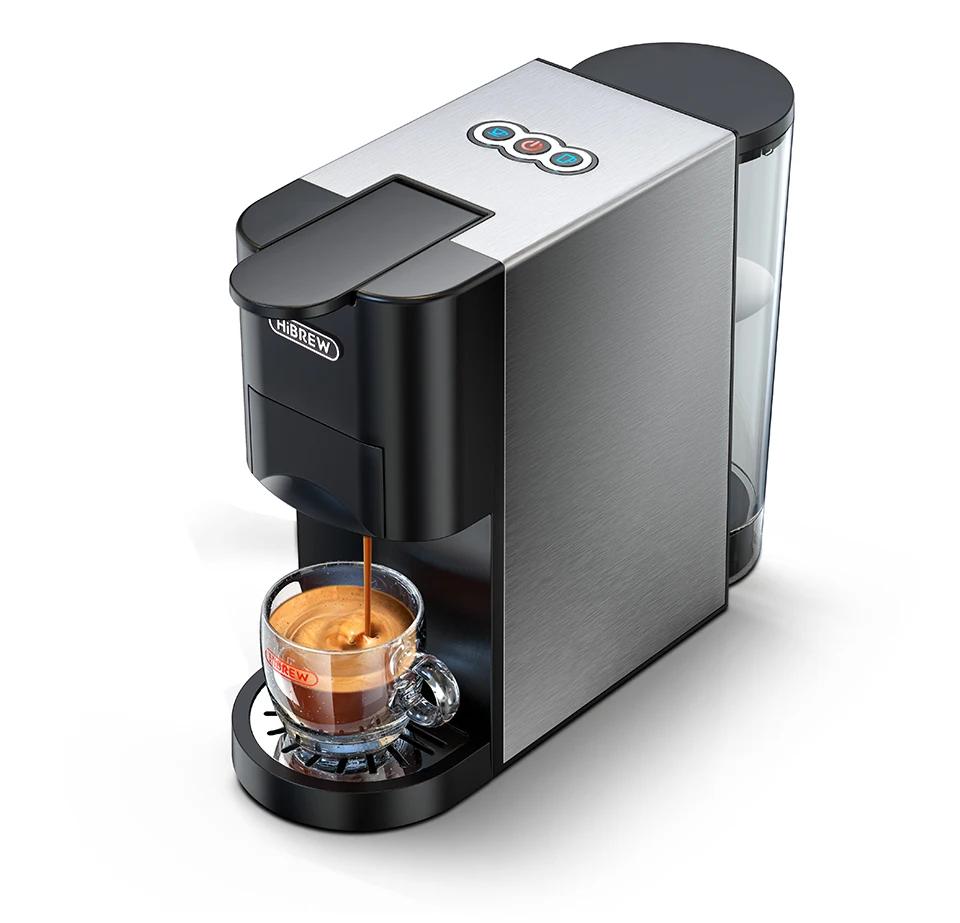 HiBREW Coffee Machine 5in1 Multiple Capsule Espresso Dolce Milk&Nespresso&ESE Pod&Powder Coffee Maker Stainless Metal H3A