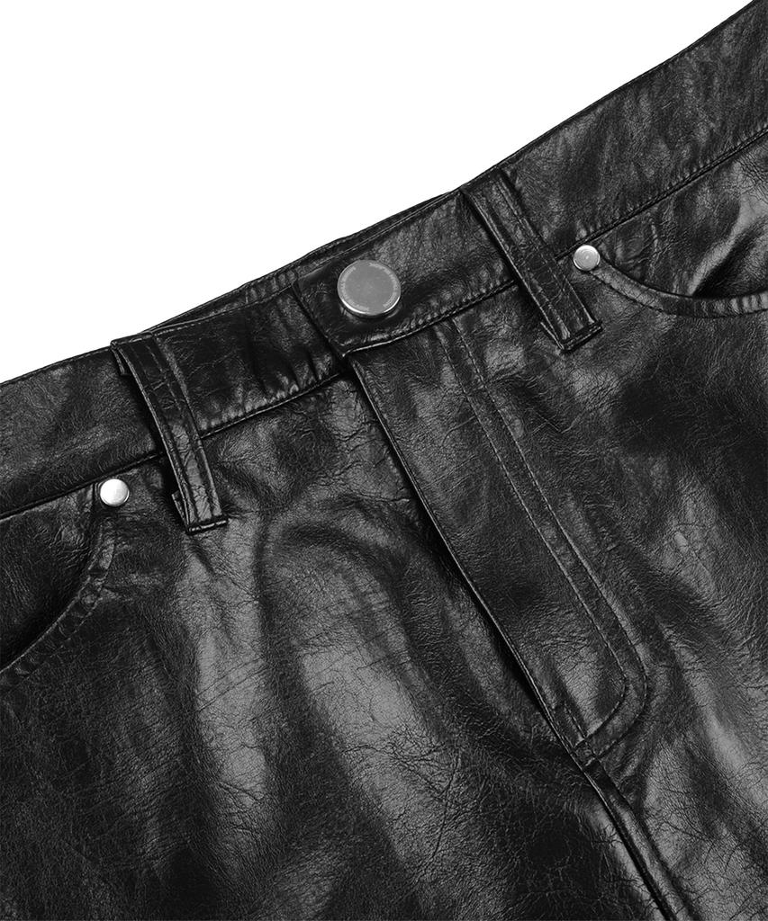 Mehr als Schwarz Logo Leder Bikerrock
