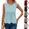 Women's Sleeveless Casual Knit Tank Top with Round Neck and Eyelet Pattern for Everyday Wear and Comfort