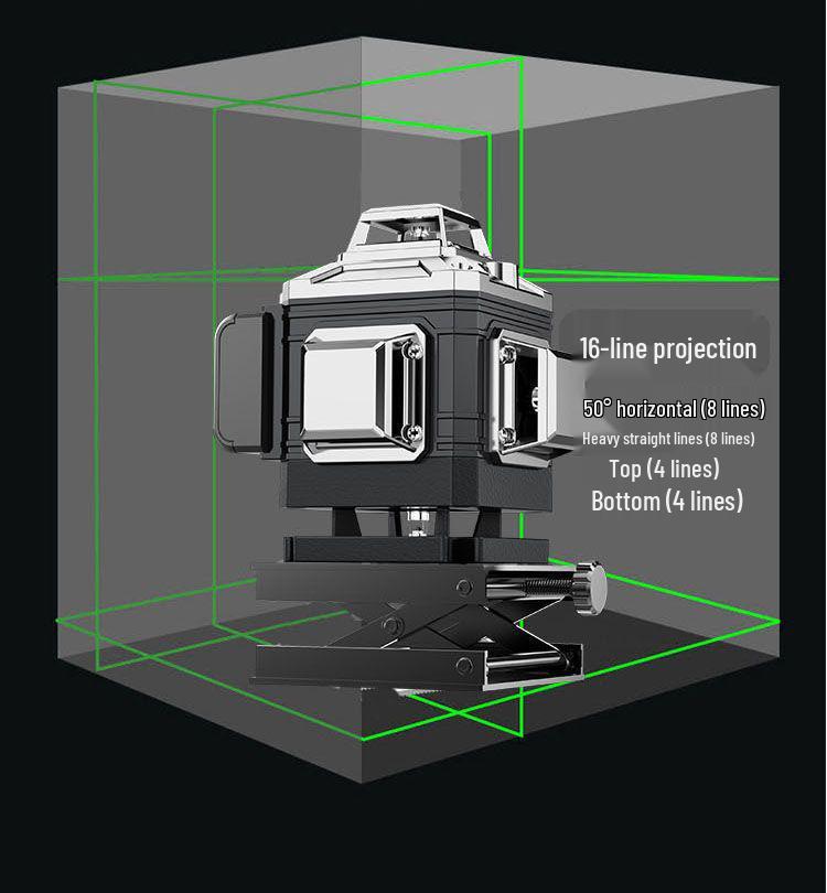 High-Precision 16-Line Green Laser Level with Automatic Projection for Walls and Ground