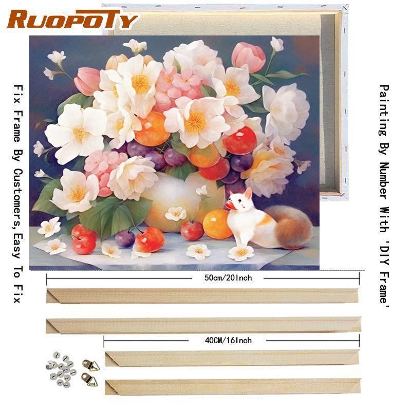Frame Flowers Paint By Numbers For Adults Handpainted Diy Numbers Painting Canvas Drawing Gift Home Art 40x50cm