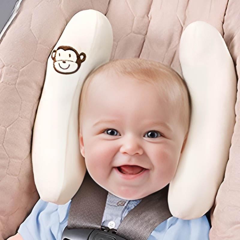 Banana-Shaped U-Shaped Neck and Head Support Pillow for Infant Strollers.