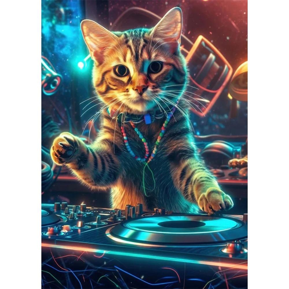 Pop Art Colorful Neon Animals DJ Music Poster Aesthetic Capybara Cat Dog Panda Rabbit Canvas Print Wall Art Mural Room Decor