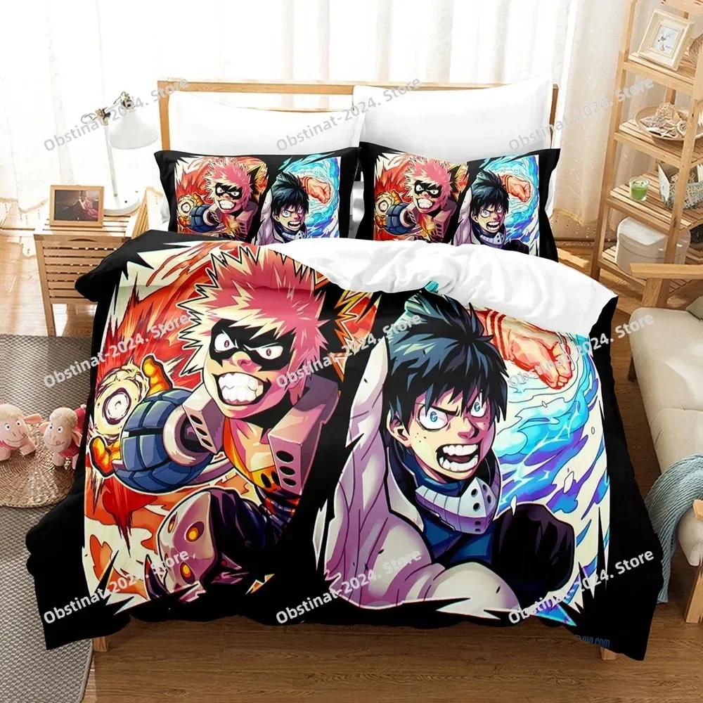 My Hero Academia Beding Set Japan Anime Printed Bed Linen Set With Pilowcase Soft Duvet Cover Soft Single Double Quen Super King-Sized Dimensionsd