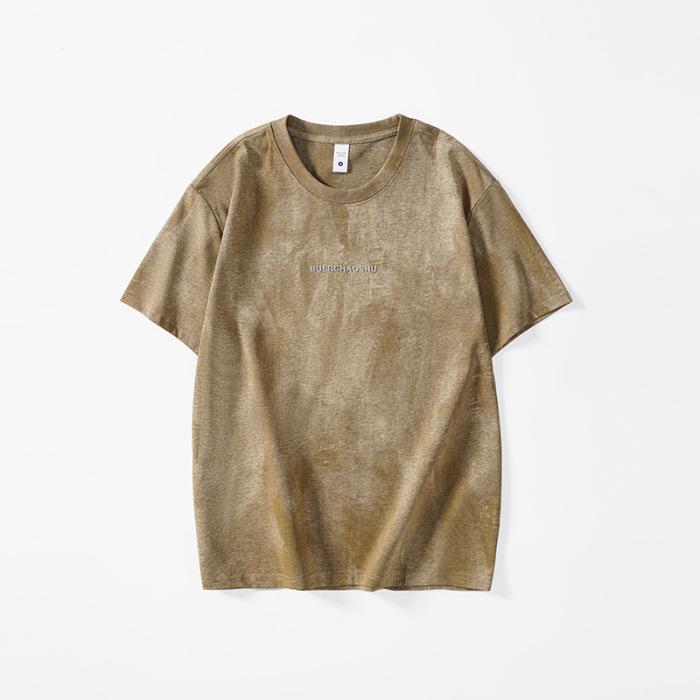 New Summer Heavy Short-sleeved T-shirt for Men Loose Large Size Retro Thin Shirt