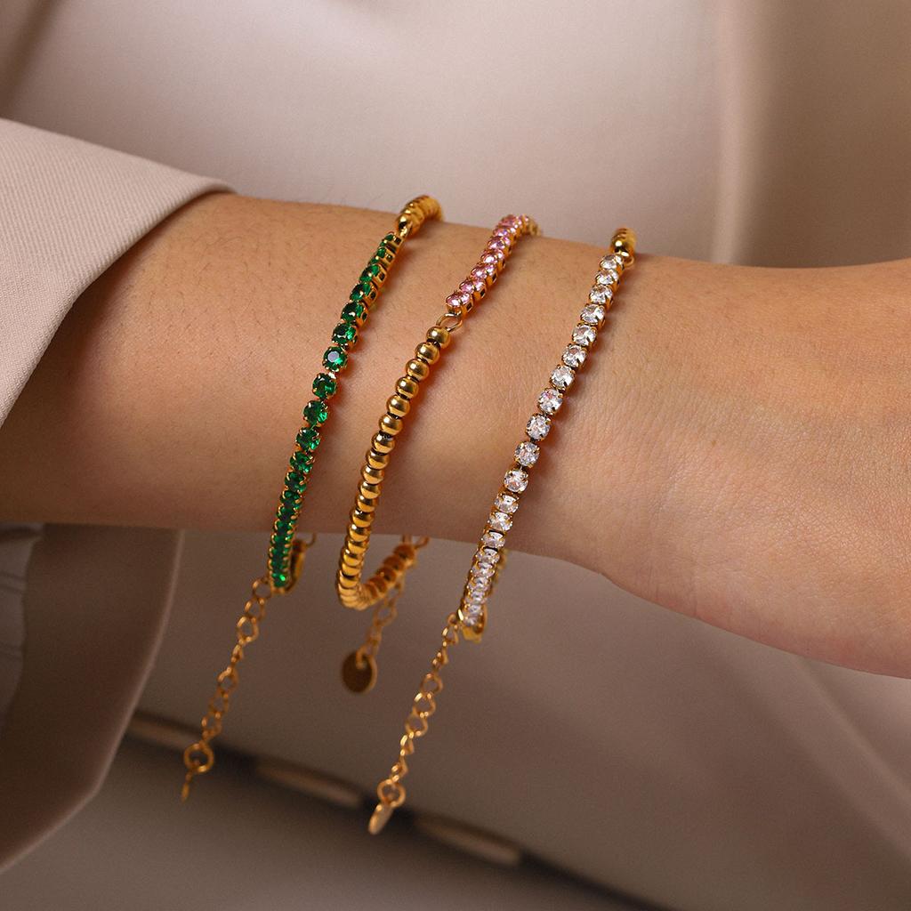 Euro-American style stainless steel zircon bracelet, light luxury high-end hand jewelry, 18k gold non-fading accessories