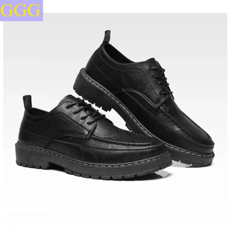 

Casual Leather Shoes for Men British High End Business Formal Casual Student Suits Work Groomsmen Wedding Shoes 44 чорний
