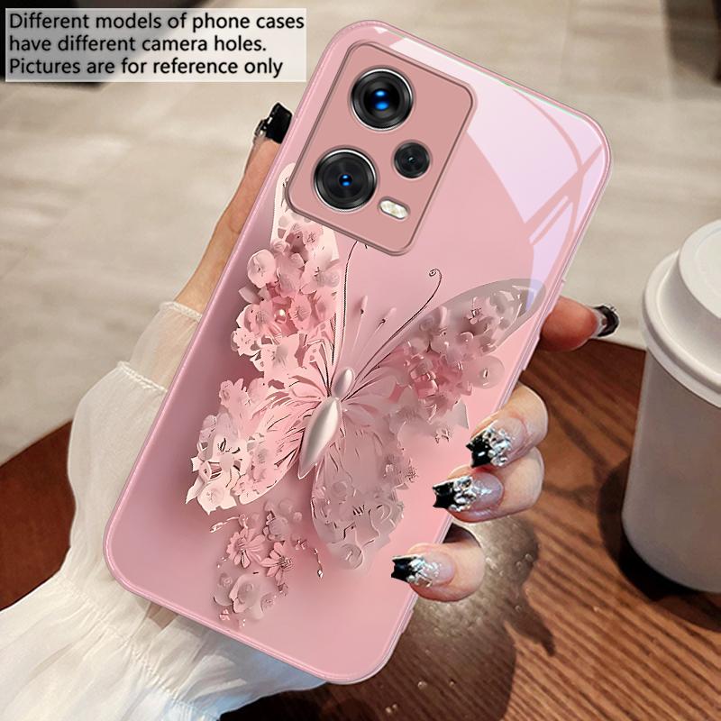 Green Flower Butterfly For Xiaomi Poco M4 X7 F7 Ultra x7pro F7 F6 X6 Pro F5 F4 X5 X3 F3 X2 F4 GT M3 X4 GT Tempered Phone Case