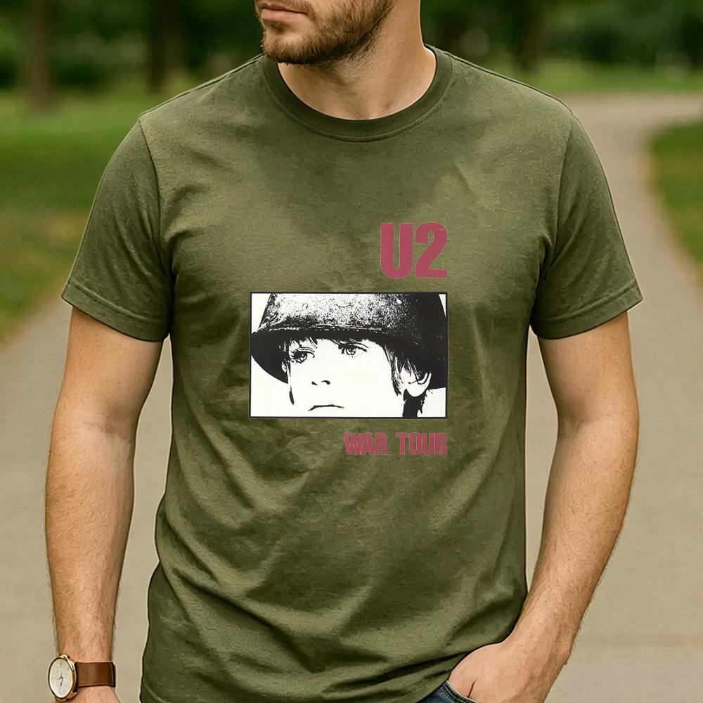 Vintage U2 War Tour Graphic T Shirt Unisex Cotton Short Sleeve Rock Band Music Fans Casual Tee Holiday Present