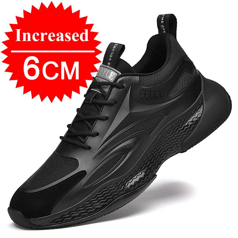 Fashion 2024 Men Elevator Shoes for Men Black Casual Sneakers Men Invisible Height Increase Shoes Men Breathable Mesh Lift Shoes 6/8cm