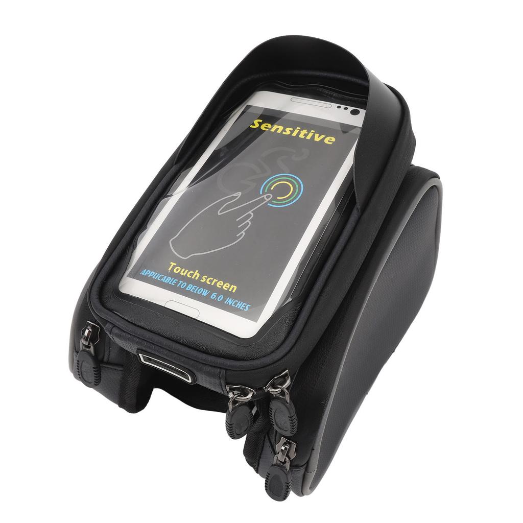 Bolsa Delantera para Cuadro de Bicicleta Impermeable con Soporte para Teléfono con Pantalla Táctil Reflectante Desmontable Carcasa Dura Bicicleta