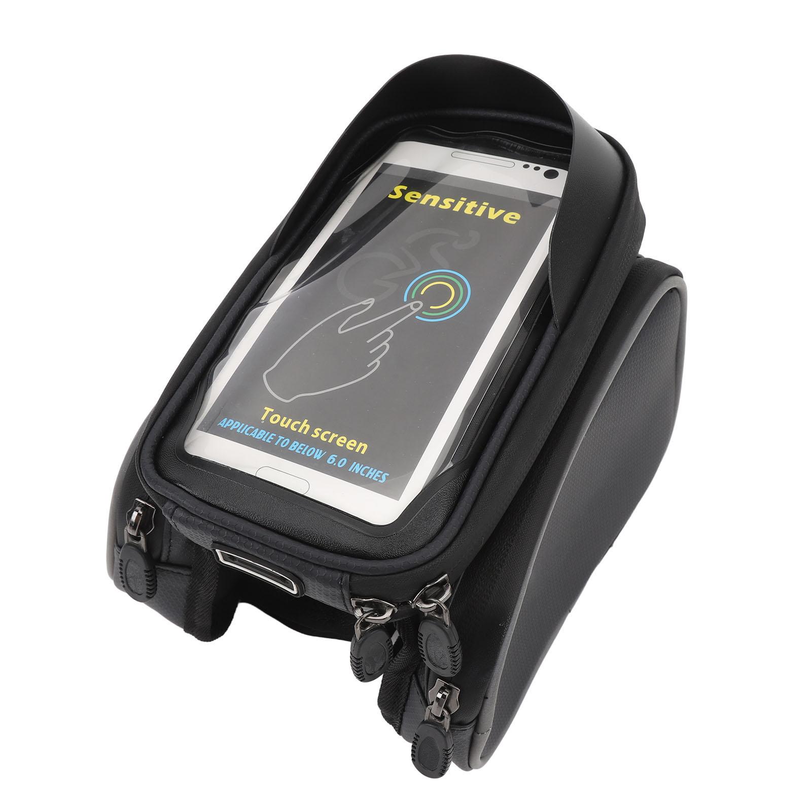 

Bike Front Frame Bag Waterproof Touchscreen Phone Holder Reflective Detachable Hard Shell Bicycle