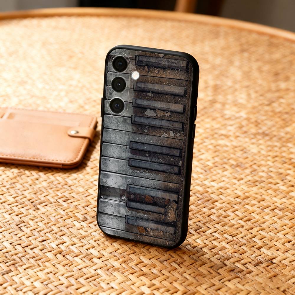 P-Piano Vibe Phone Case For Samsung  A73,72,71,A52,51,40,41,A22,A32,31,A13, Soft Black Shell
