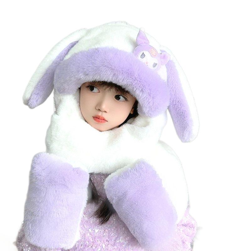 Plüsch Cartoon Baby Mützen-, Handschuh- und Schal-Set – Niedliche, Warme, Vielseitige Winterkleidung für Kinder