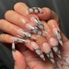 Spicy Girl Irregular Silver Stripe Wearable Fake Nail Tips