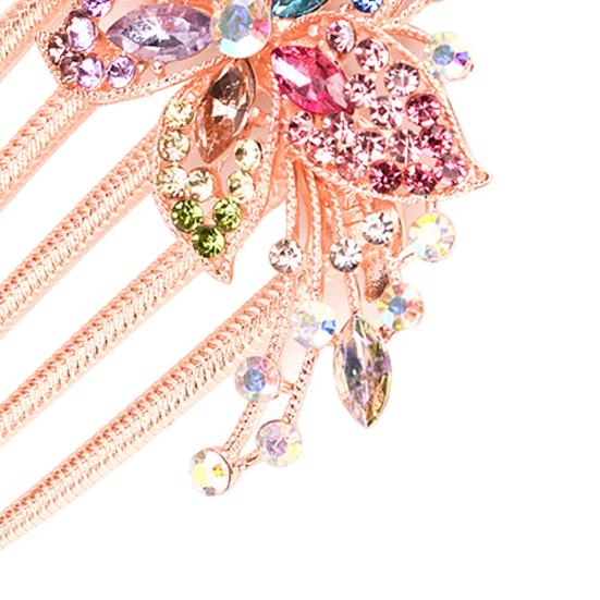 Hair Comb Flower Leaf Rhinestones Ladies Exquisite Long Lasting Hair Fork Hair Accessories