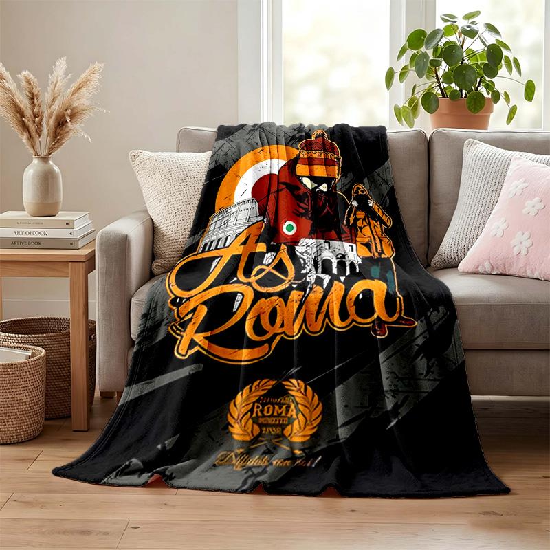 Couverture A.S. Roma Couverture en Flanelle Couverture Peluche Douce et Confortable pour Canapé Lit Décoration d'Intérieur Légère