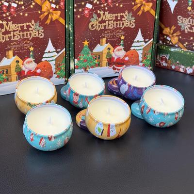 4pcs-set Christmas Box Aromatherapy Candle Soybean Wax Ornaments Childrens Christmas Gifts New Year Decorat Christmas Candle Set