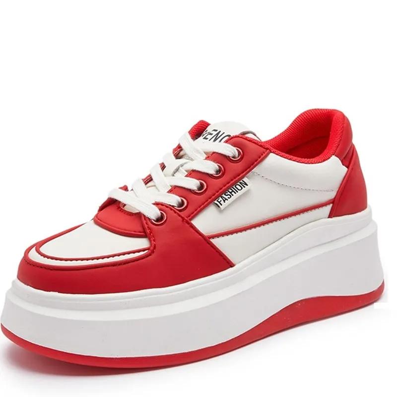 Fashion 6cm 2025 Women's Chunky Sneakers Genuine Leather Casual Women Shoes High Heels Platform Sneakers for Woman Spring Autumn Shoes