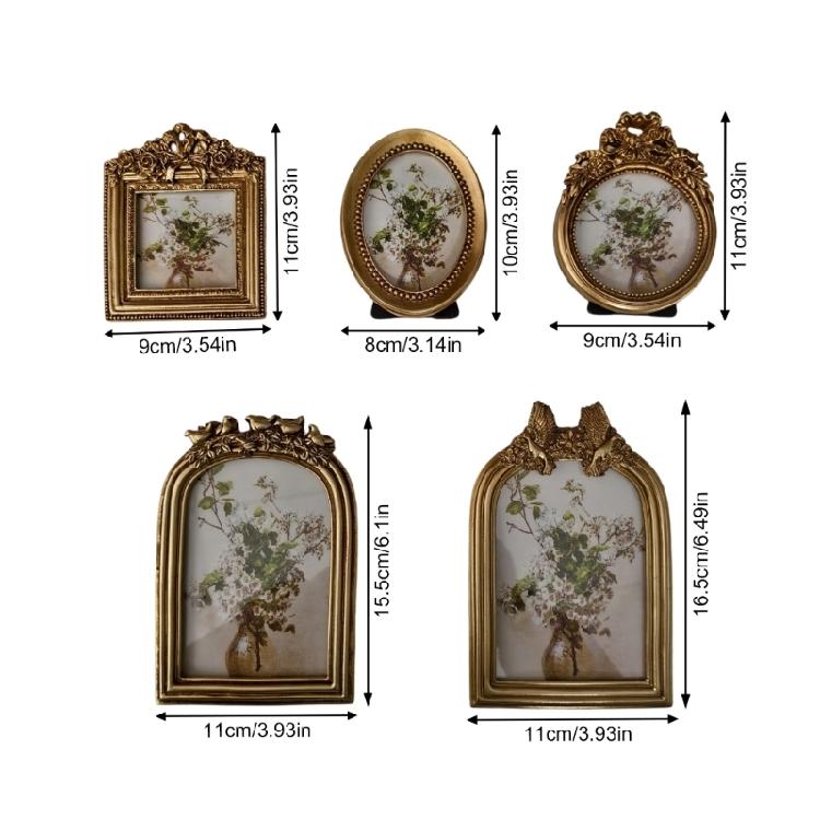 Antique Ornate Photo Frame with Florals Relief Retro Picture Frame Wall and Tabletop Display for Home Decors Art Gallery