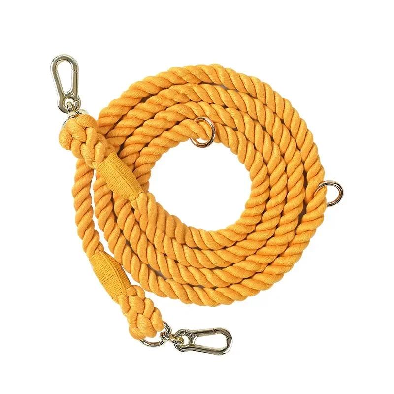 Handcrafted Dog Leash Multifunctional Double Head Braiding Dog Training Leash With Gold Accessories For Running 210cm*1.2cm