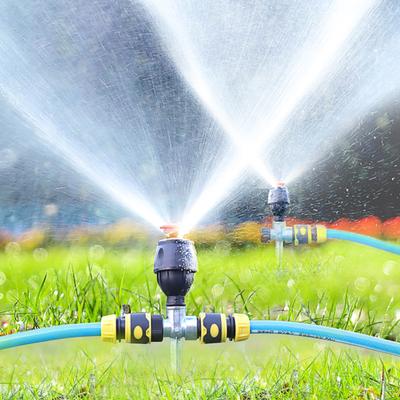 360 Rotating Tripod Sprinkler System Telescoping Automatic Irrigation Watering Sprinkler for Large Yard Garden