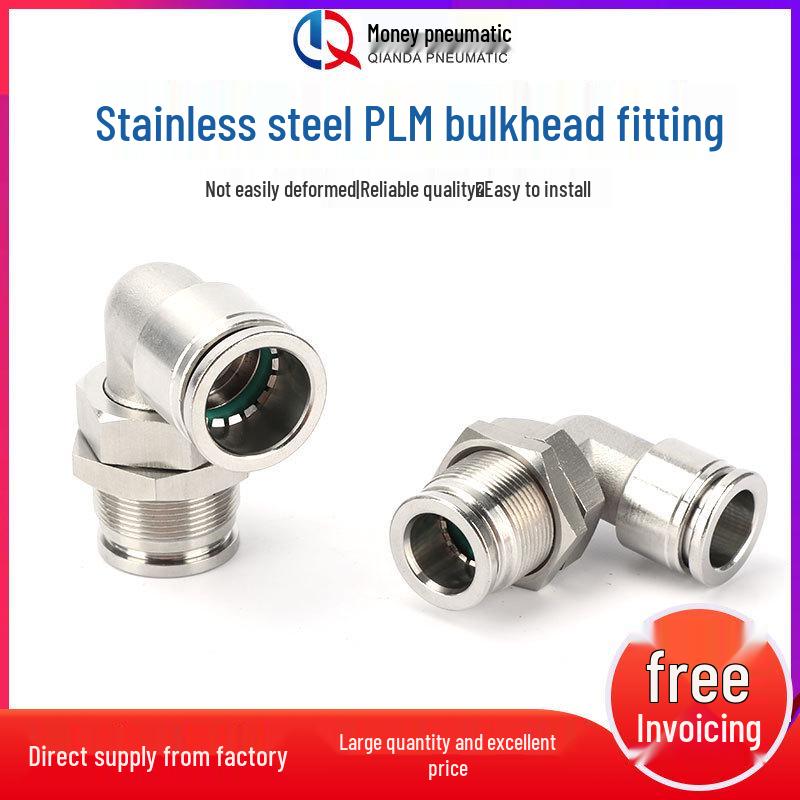 

304 Stainless Steel Pneumatic Quick Connect PM8 Bulkhead Air Tube Connector