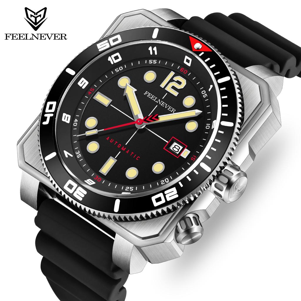 FEELNEVER new mechanical watch fashion men's watch luminous waterproof sapphire glass 316L stainless steel watches for men+BOX