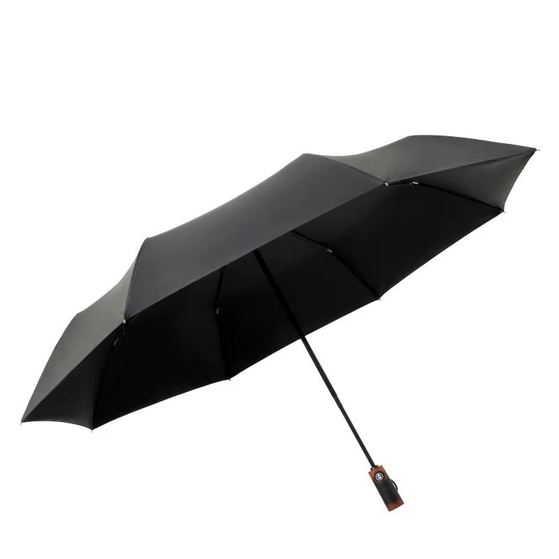 Parachase1.23 M Retro Wooden Handle Oversized Automatic Wind-Resistant Vinyl Sun Protective Double Sunny Umbrella Men's Umbrella