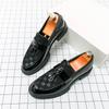 Fashion Brand Men's Thick Bottom Tassel Design Loafers Checkered Business Casual Shoes Formal Comfortable Groom's Wedding Shoes