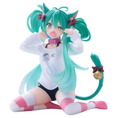 Niedliche Hatsune Miku Desktop-Figur – Katzenohr-T-Shirt-Version