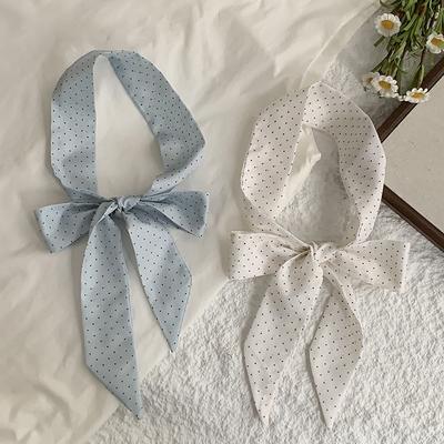 Silk Scarf Long Strip High-end New Polka Dot Small Silk Scarf Scarf Women's Versatile Tied Bag Ribbon Headband Tied Hair Streamer