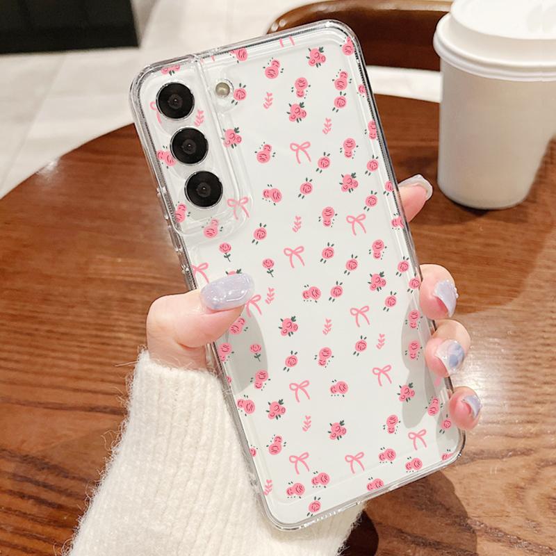 Silky Buwknots Print Case For Samsung A57 S26 Ultra A37 A17 A56 A36 A26 A16 A55 A35 A25 A15 A54 5G S21 FE S22 S23 S24 S25 Plus Clear TPU Soft Cover