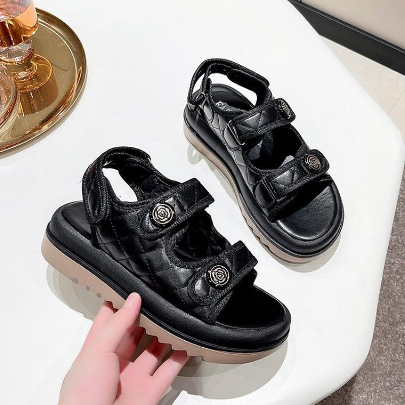 

Сандалии на липучках лето новые сандалии на платформе студенческие повседневные модные пляжные туфли 35