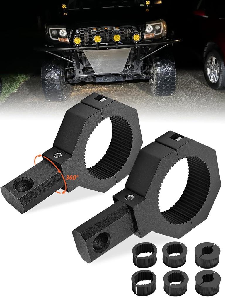 NORTHYUN Motorcycle Fog Light Fits Diameter and Adjustable Mounting Pipe No Drilling Easy Universal for Work Set of 2 Bracket, 360-Degree Rotation,